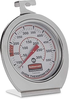 Rubbermaid Commercial Products Stainless Steel Oven Monitoring Thermometer | Safe for Inside Oven/Grill/Smoker, 60-580 Degrees F Range, Easy to Read Food Thermometer For Food Restaurant/Home Cooking