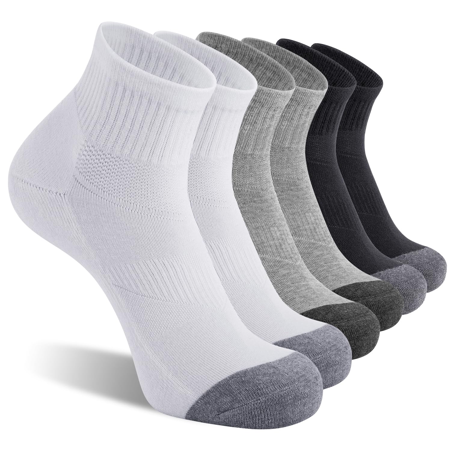 CS CELERSPORT 6 Pack Men's Ankle Socks with Cushion Athletic Running Socks