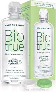 Biotrue Multi-Purpose Contact Lens Solution with Case, 10 fl oz | Cleans, disinfects, removes protein, hydrates lenses, includes lens case, contact lens cleaner and storage