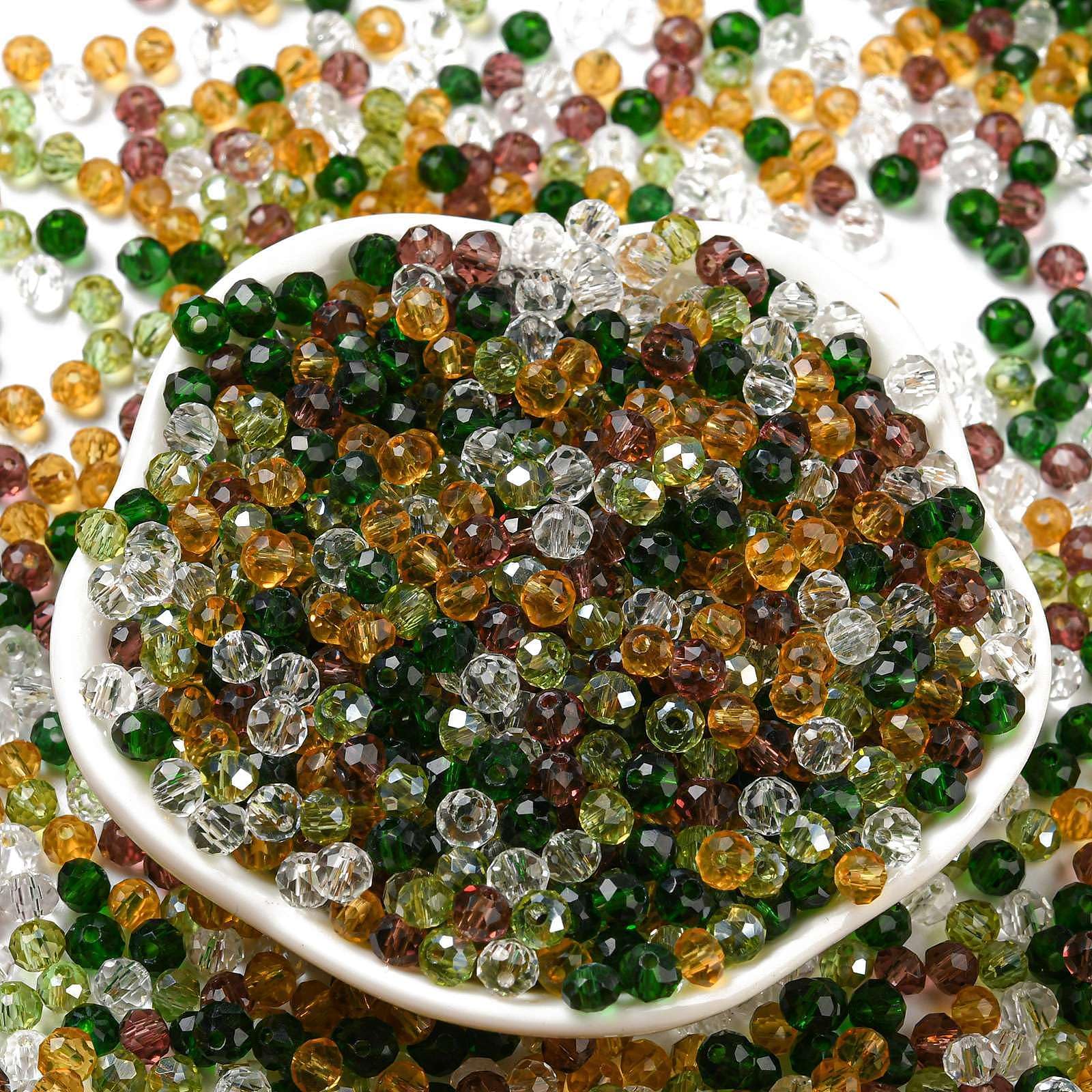 820pcs/60g Mixed Color Faceted Glass Rondelle Flat Loose Beads for DIY Crafts Br