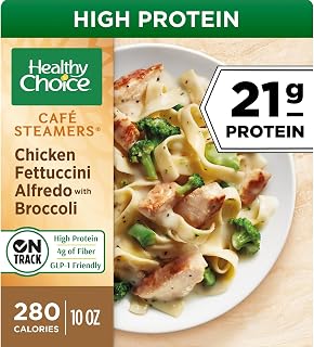 Healthy Choice Café Steamers Chicken Fettuccini Alfredo Frozen Meal, 10 oz. | Frozen Meal Bowl; 21g protein & 4g fiber per serving; low calorie; low fat; perfect for a quick lunch or dinner meal for one