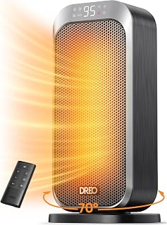 DREO Quiet Space Heater, 1500W Portable Heaters for Indoor Use with Remote | 70° Oscillation, 11.5 ft/s Fast, 8 Safety Protection, Adjustable Thermostat, Electric Heater for Office Bedroom, 12H Timer