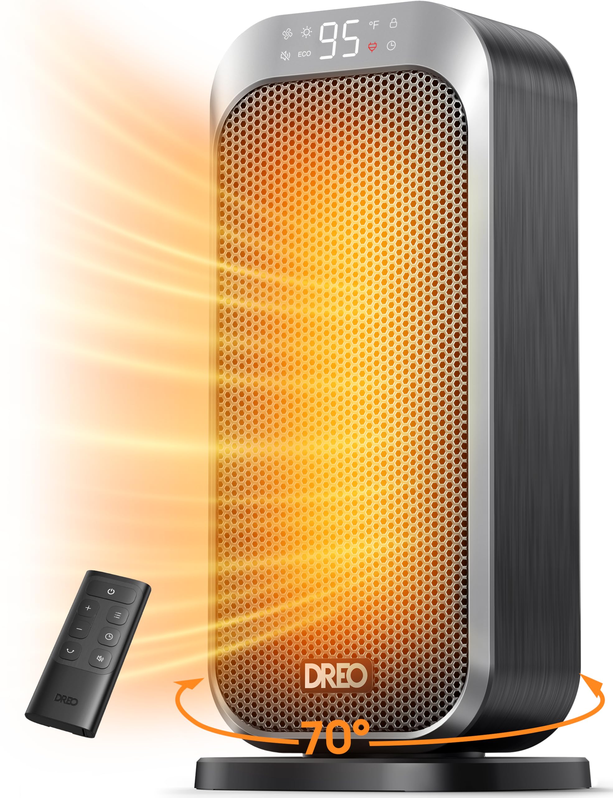 DREO Quiet Space Heater, 1500W Portable Heaters for Indoor Use with Remote | 70°