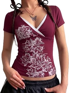 EMMIOL Summer Tops Baby Graphic Tees for Women Y2K Clothing Sewing Short Sleeve Logo Graphic Tee