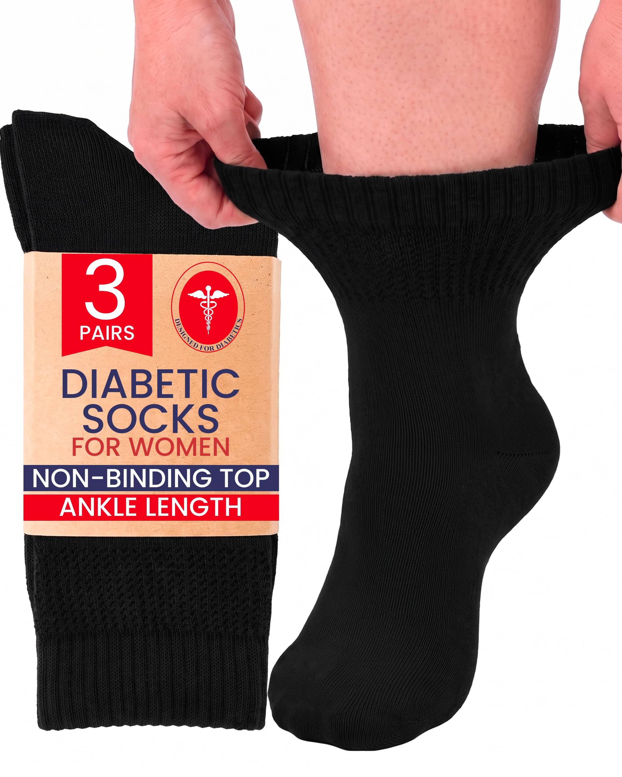 Hugh Ugoli Women's Diabetic Ankle Socks, Bamboo, 3 Pairs, Loose Fit, Soft | Seam