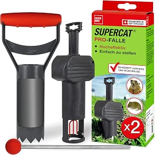 Swissinno Pro SuperCat Vole Trap - Set of 2 Traps with Accessories | Efficient impact trap against field and voles, patented trigger mechanism, safe and reusable, patented