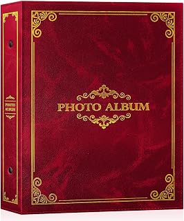 Lanpn Photo Album 10 x 15 400 cm Traditional Faux Leather Slip-in Album for Portrait Photos Pictures Red