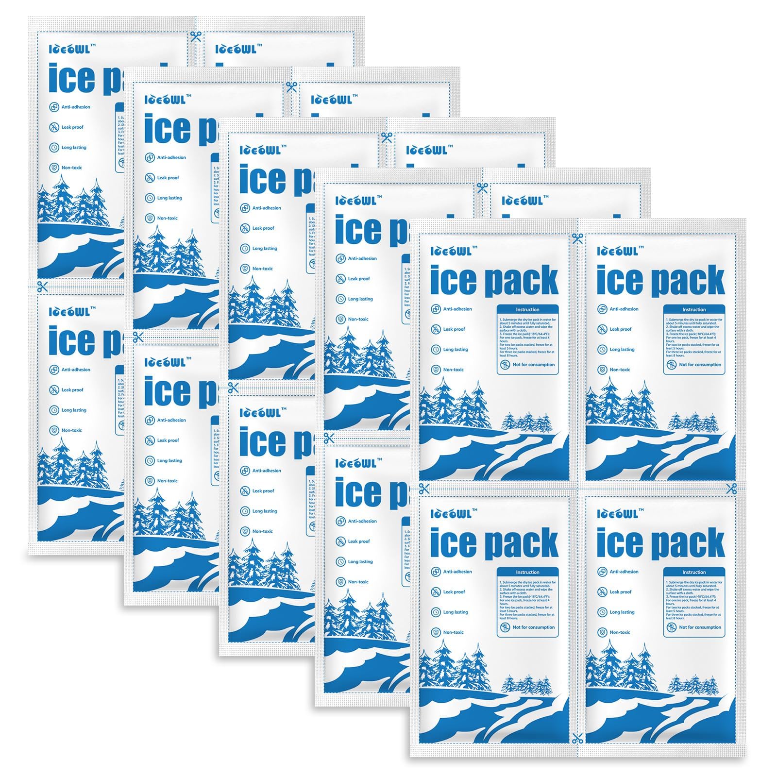 Dry Ice Packs for Shipping Non-Stick for Food TUV and SGS Tests Double-Sided Abs