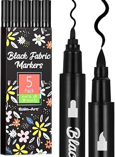Gain-Art Black Fabric Markers, Dual-Tip Fabric Markers Permanent for Clothes, Non-Toxic Fabric Paint Pens for Personalizing Shirts Bags Hats Canvas, and Textiles