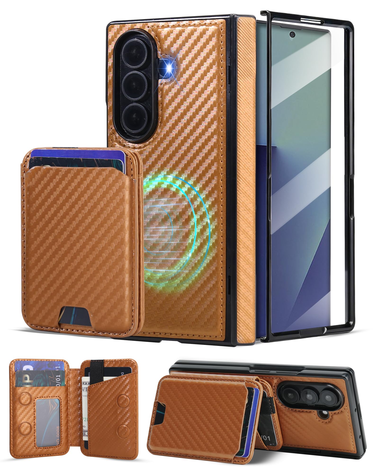 for Samsung Galaxy Z FOLD 7 PU Leather Magnetic Case with Detachable Wallet,Comp