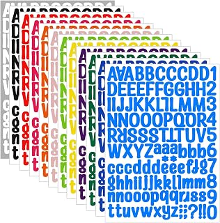 Kattykitty 1512 Letter Stickers, 12 Sheets 1 Inch Alphabet Sticker | Vinyl Letters, Mailbox Numbers, Self Adhesive Sticks for Scrapbook, Graduation Cap, Water Bottle, Multicolor Stick on Letters