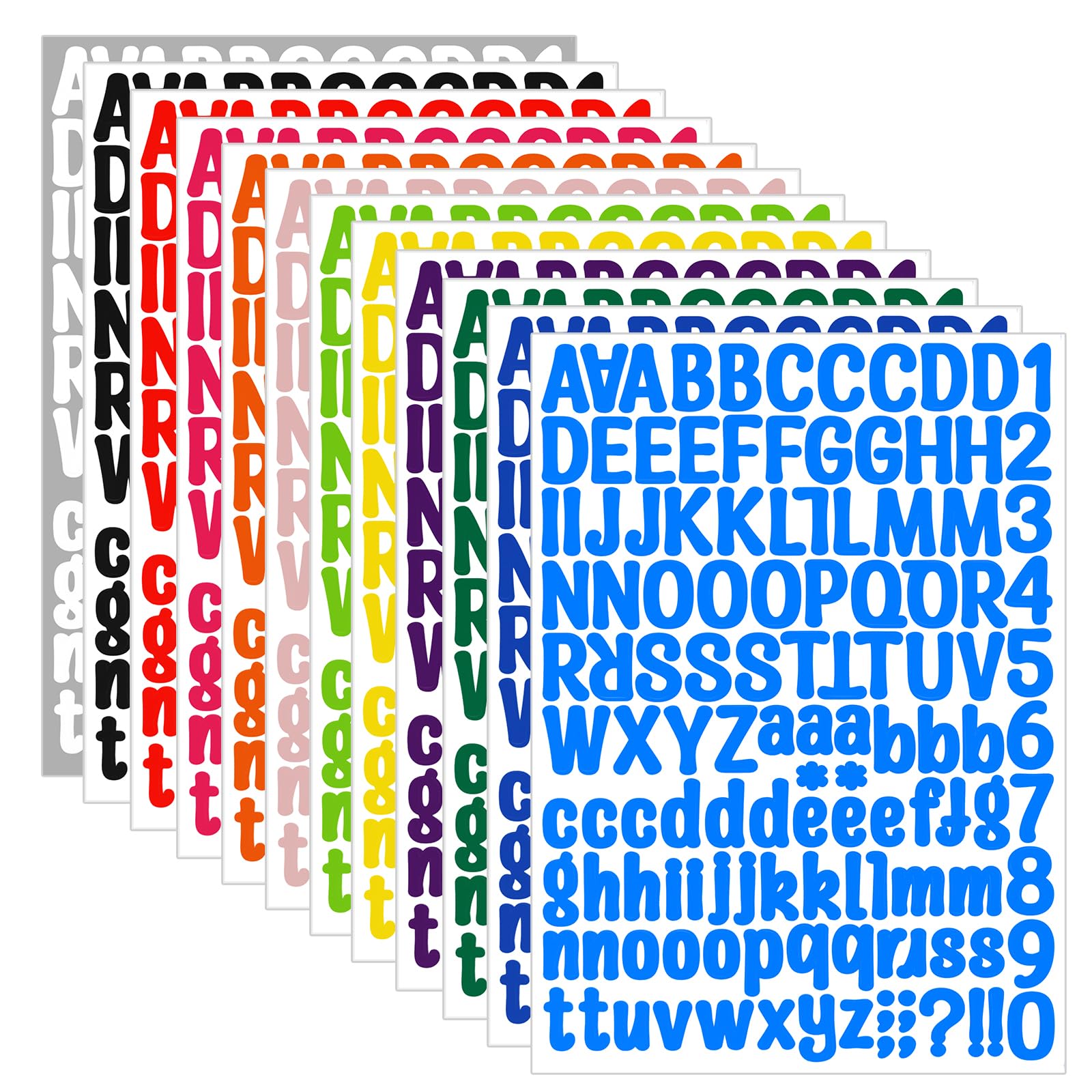Kattykitty 1512 Letter Stickers, 12 Sheets 1 Inch Alphabet Sticker | Vinyl Lette