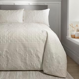 Serene - Natural Pinsonic Duvet Cover - Single Bedding Size (140 x 200 cm) - Natural Embossed Duvet Cover - Embroidery Bedding - Luxury Bed Set - Traditional Duvet Cover - Avery Stripe Collection