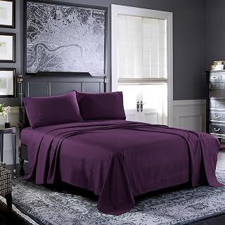 Bed Sheets - Queen Sheet Set [4-Piece, Purple] - Hotel Luxury 1800 Brushed Microfiber - Soft and Breathable - Deep Pocket Fitted Sheet, Flat Sheet, Pillow Cases