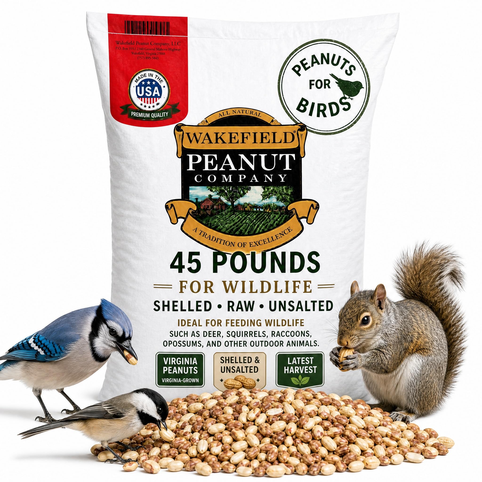 Wakefield Virginia Peanuts for Birds Shelled Raw Unsalted 45LB