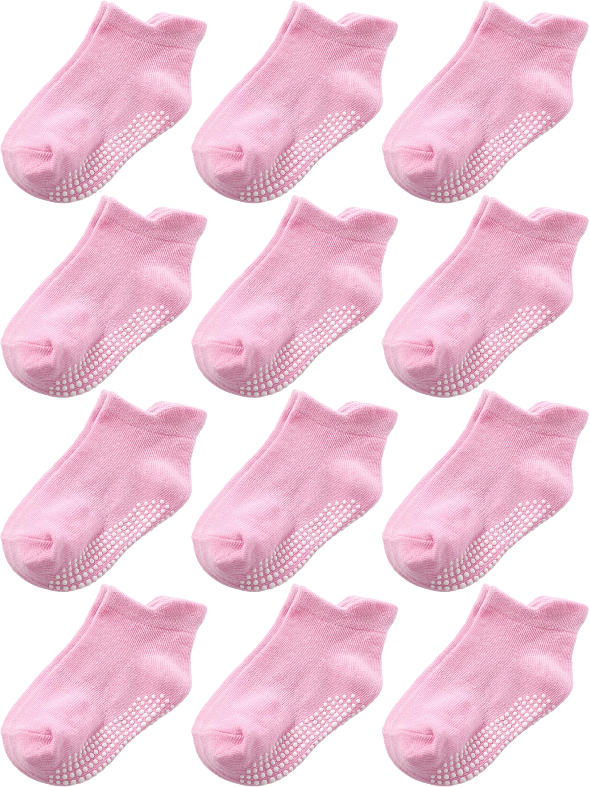 Aroveea Baby Toddler Socks Grip Non Slip Boys Girls Cotton 12 Pack for Kids Ankl