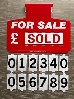 Car For Sale Sign Board, Red, Pack of 1 | Full Red or Blue Available, Car Sun Visor Pricing Kit, Display Numbers Included