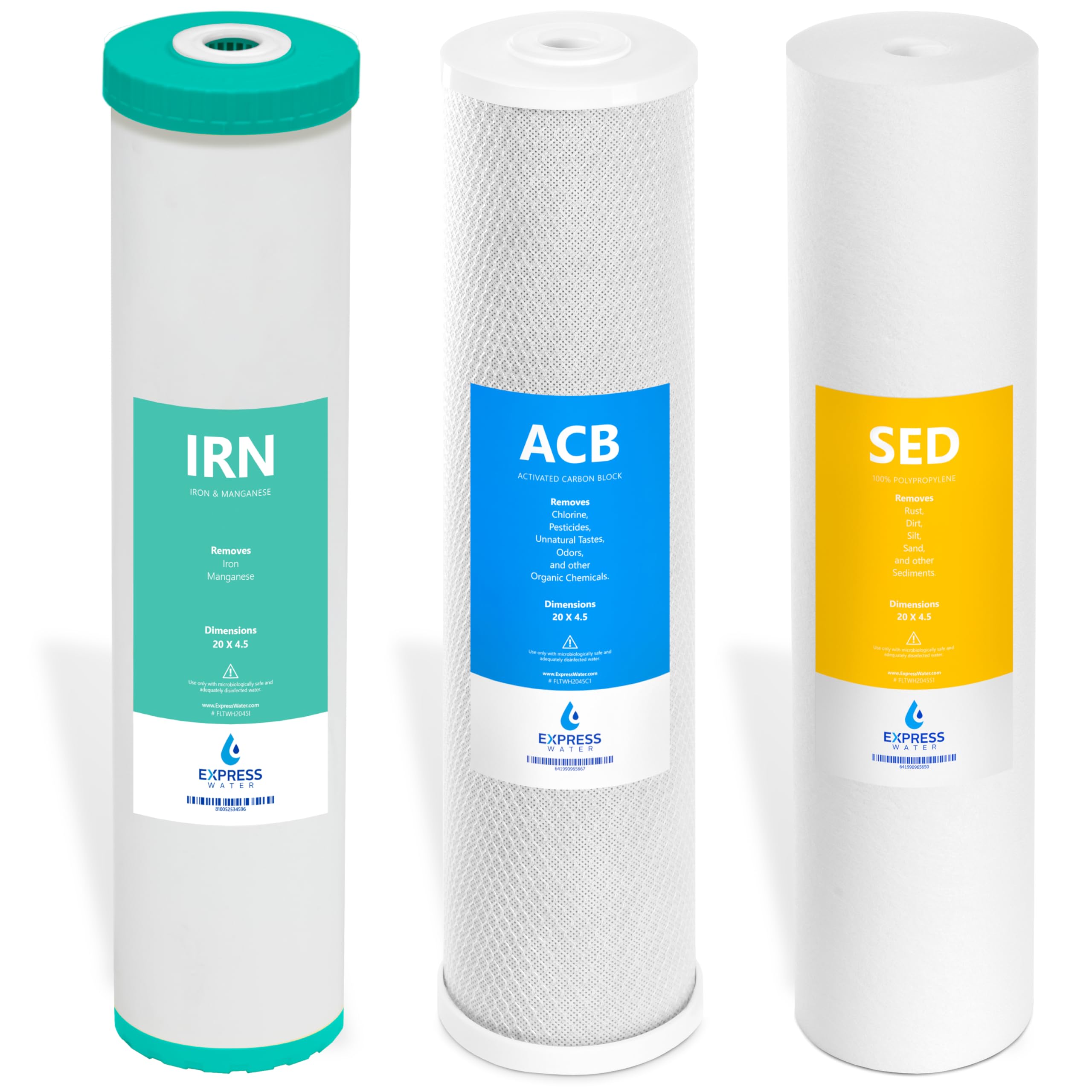 Express Water Whole House Iron & Manganese Filter Set, 3 Stage, 5 Micron | 4.5 x