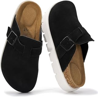 Project Cloud Genuine Leather Platform Clogs for Women Footwear, Memory Foam Arch Support, Cork Footbed, Casual Shoes and Mules for Women 2025 (Benton Chunky)