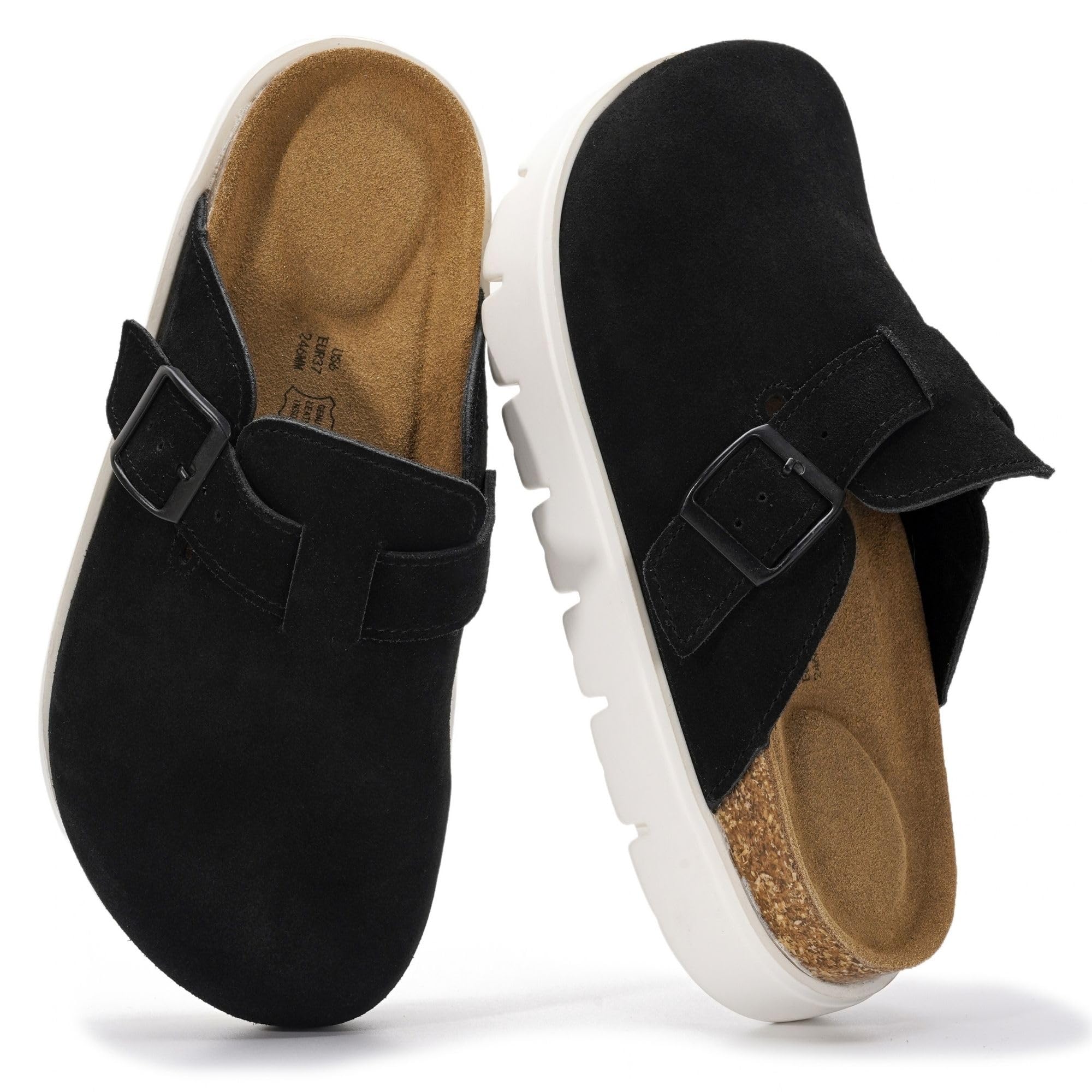 Project Cloud Genuine Leather Platform Clogs for Women Footwear, Memory Foam Arc