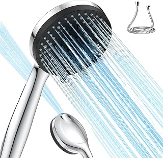 VOXON Shower Head with Hose 1.5 m, Shower Head with 10 Jet Types, Hand Shower, Shower Head, High Water Pressure, Strong Jet for Cleaning Bathtub, Tiles, Pets