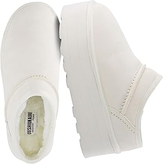 CUSHIONAIRE Huggy-2 Platform Slippers for Women, Cozy Genuine Suede Slip-On Ankle Boots for Indoor Outdoor Wear, Womens Slippers