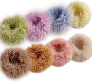 8 Pieces Soft Hairy Elastic Bands - Delicate Elastic Bands for Women, Party and Daily Use, Fashion Hair Ornaments