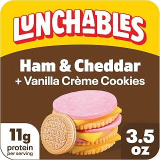 Lunchables, Ham & Cheddar with Vanilla Creme Cookies, 3.5 oz Pack | 11g Protein per Serving, No Prep Needed, Convenient Grab-and-Go Lunch & Protein Snacks for Kids, One Serving Tray