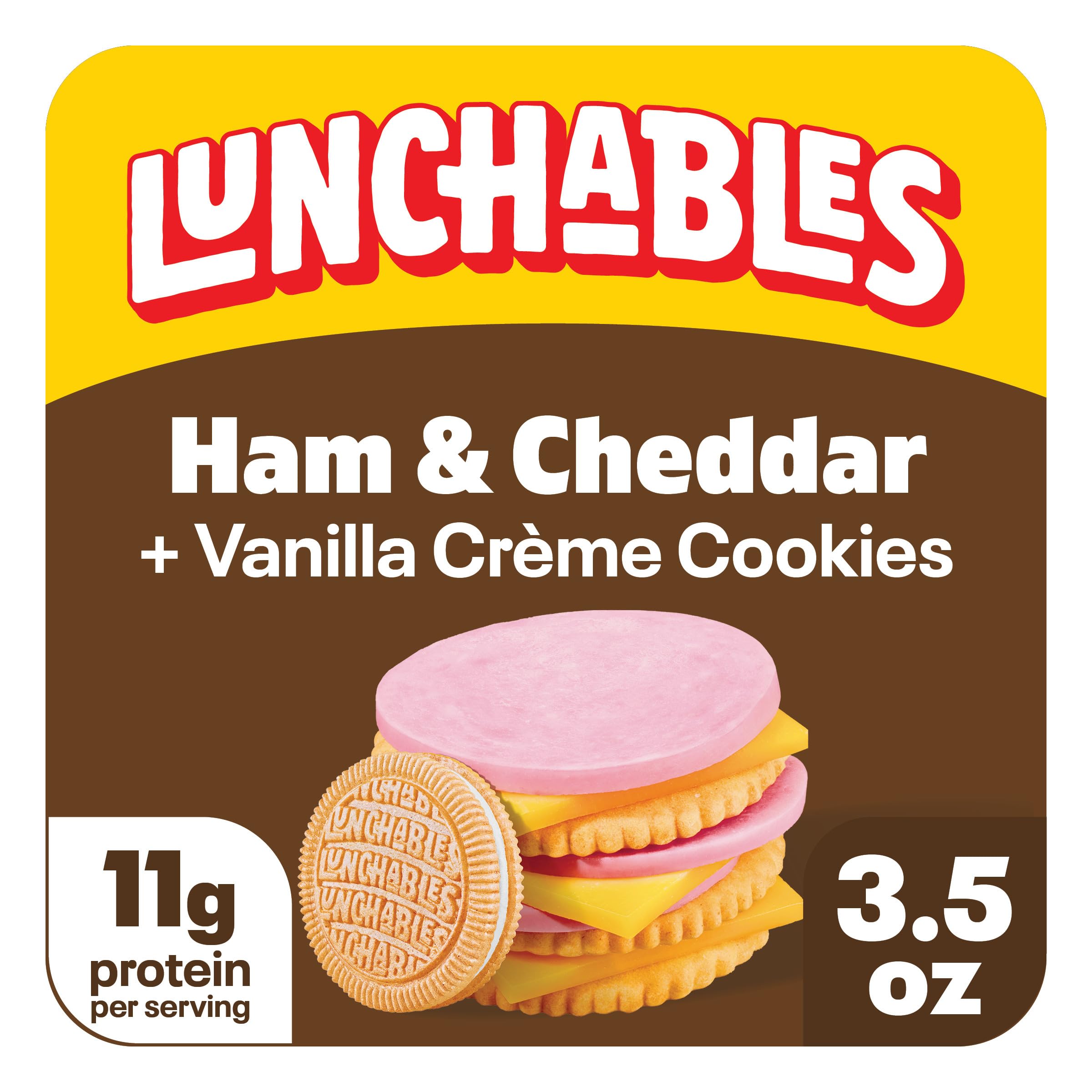 Lunchables, Ham & Cheddar with Vanilla Creme Cookies, 3.5 oz Pack | 11g Protein 