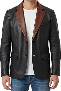 Decrum Real Lambskin Leather Blazer Men - Casual Mens Leather Blazer Jacket