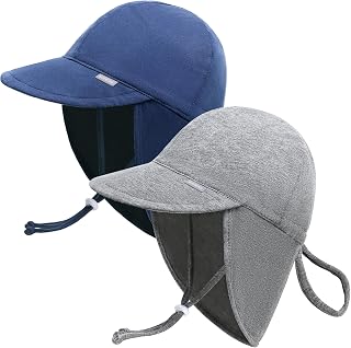 Duoyeree Baby Sun Protection Hat with Neck Flap UPF 50+ Polyester Hat 0-5T