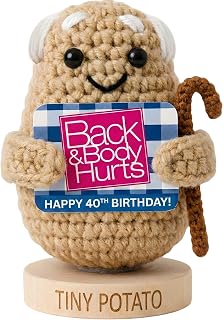 40th Birthday Gifts for Women & Men - Funny Crochet Potato with Back & Body Hurts Sign - Over the Hill Gag Gift & 40th Birthday Decorations for Him Her Coworker Brother Sister Turning 40 Year Old