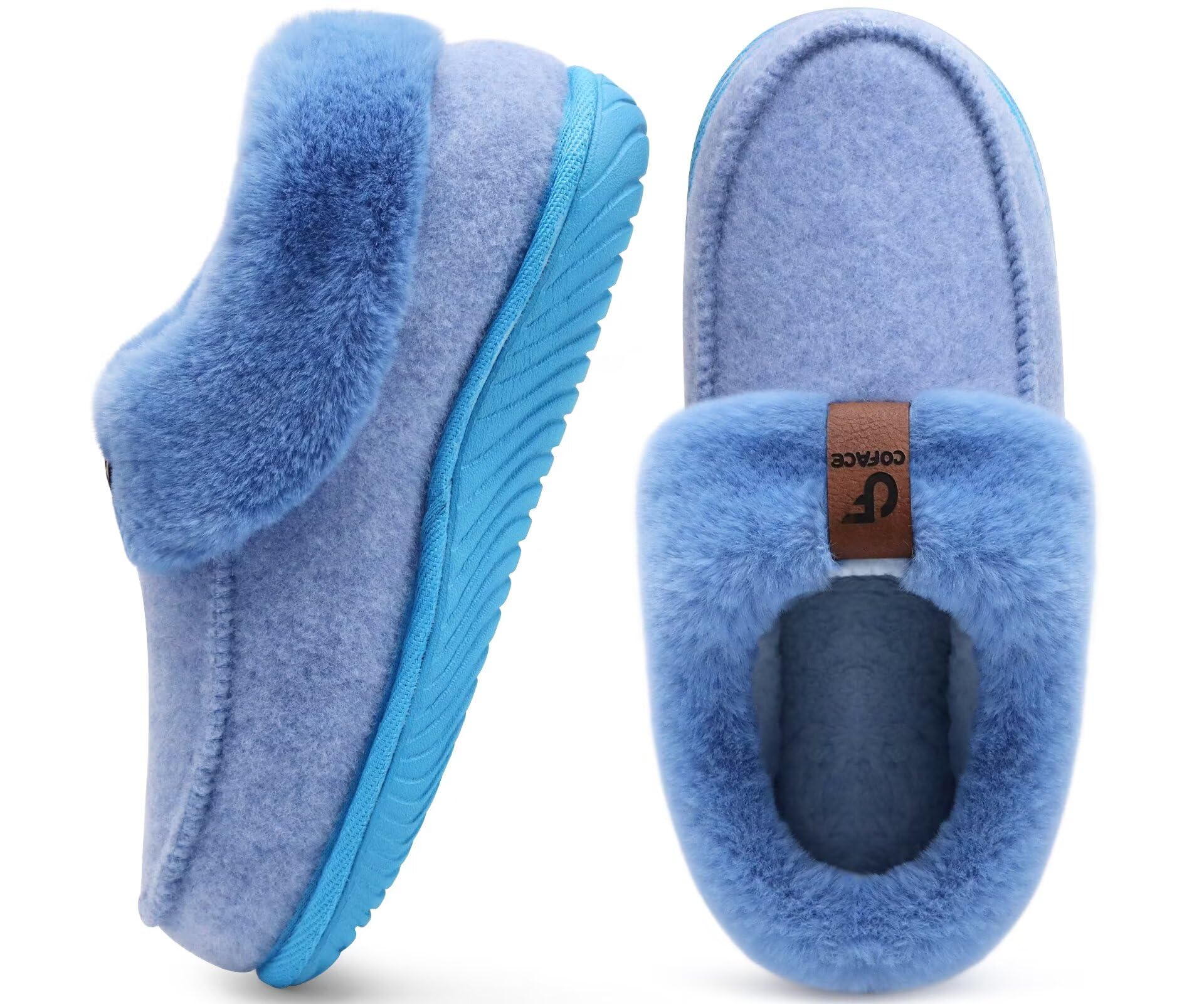 COFACE Women's Arch Support Memory Foam House Slippers Ladies Warm Fuzzy Faux Fu