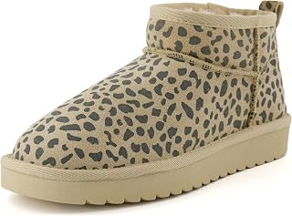 CUSHIONAIRE Botte à Enfiler en Daim véritable pour Femme + Mousse à mémoire de Forme, Beige tacheté 38 EU
