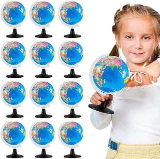 Henoyso 12 Pcs World Globe for Kid Earth Globes with Stand | Mini Globes for Kids, Colorful Rotating Globes Make Geography Fun, Ideal for Classrooms, Parties, Gifts and Decor