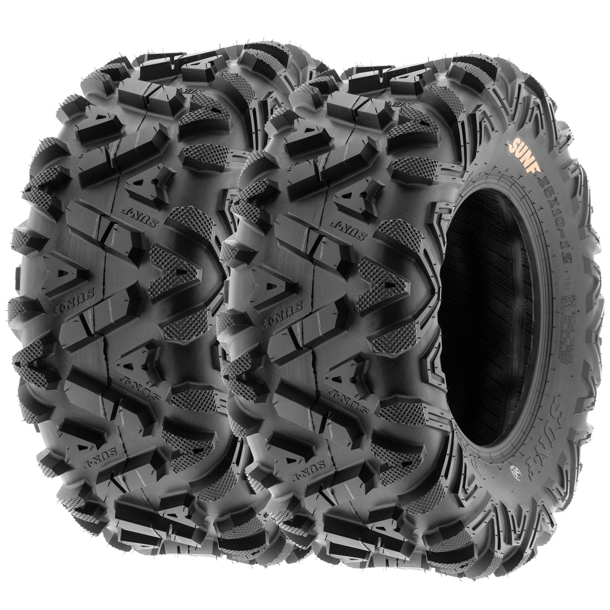 Set of 2 SunF A033 Power.I AT 25x10-12 ATV UTV Off-Road Tires All-Terrain, 6 Ply