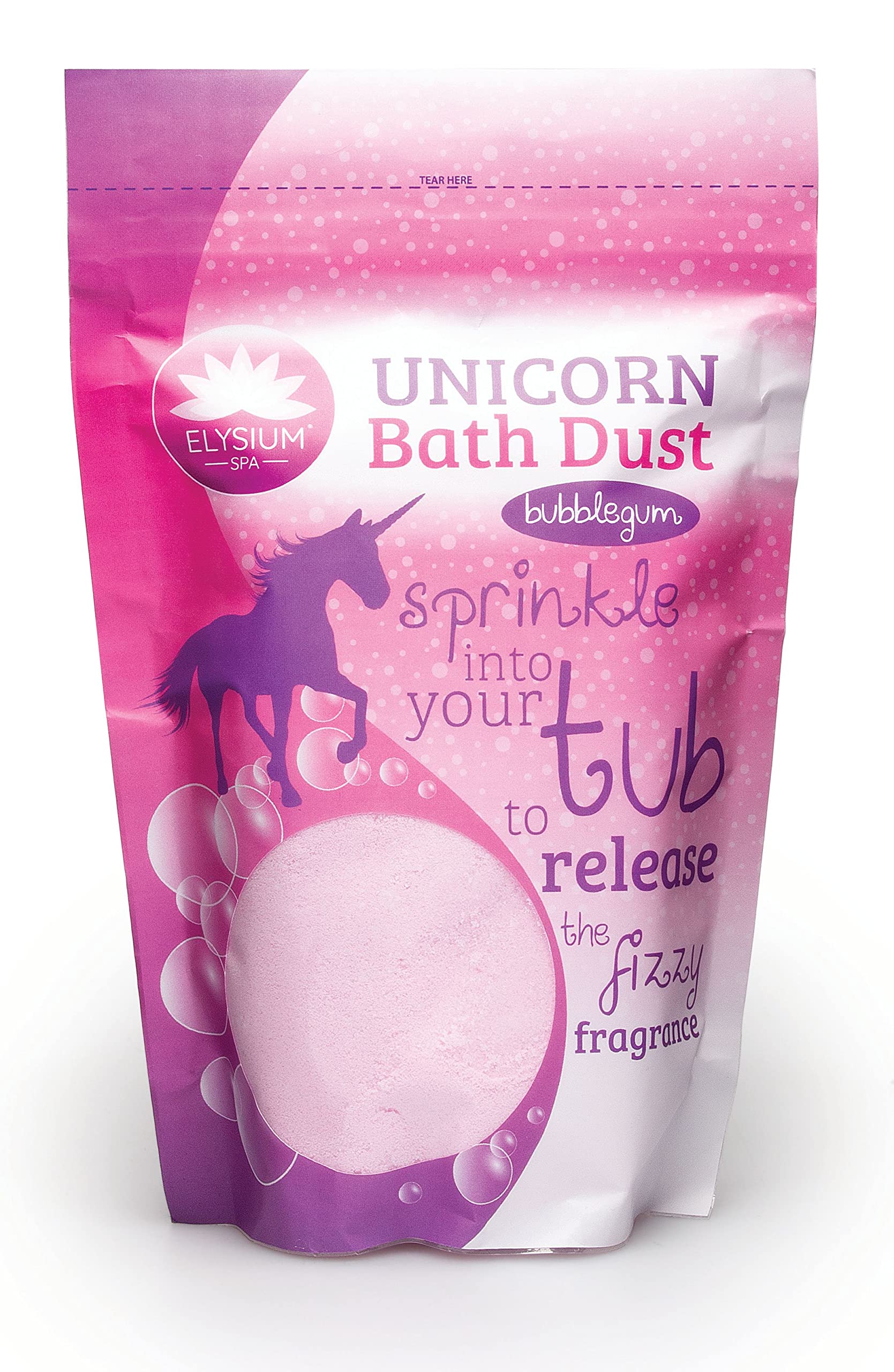Elysium Spa Unicorn Bath Dust | Bubblegum Scented Bath Salt for Children - Resea