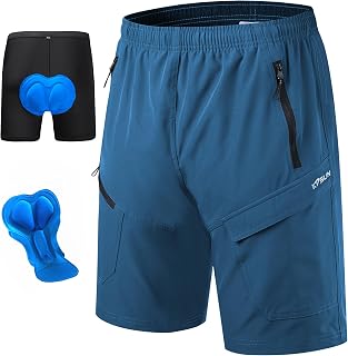 KPSUN Men's Mountain Bike Shorts 3D Padded Baggy Bicycle Riding Cycling Shorts Quick Dry Lightweight Biking Shorts