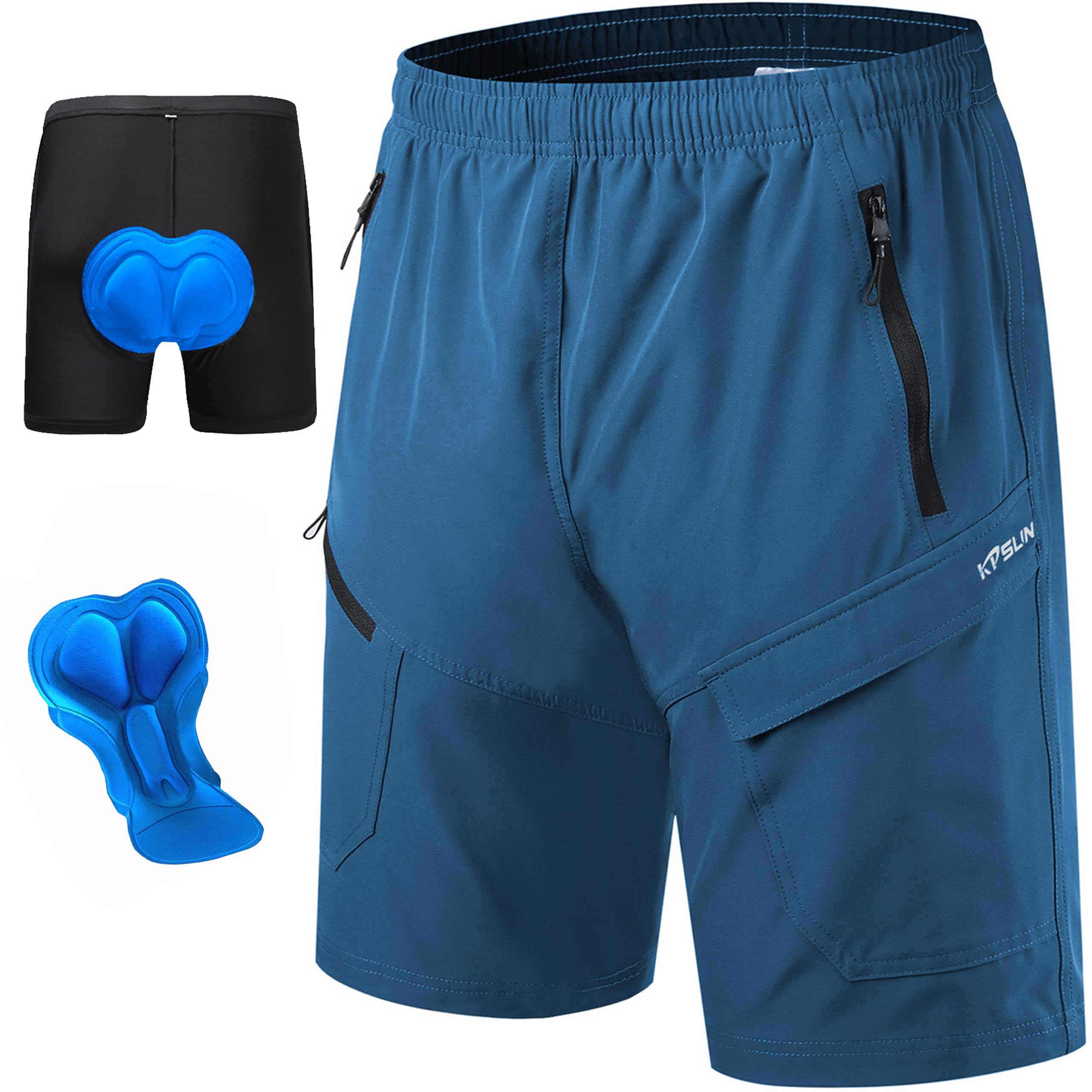 KPSUN Men's Mountain Bike Shorts 3D Padded Baggy Bicycle Riding Cycling Shorts Q