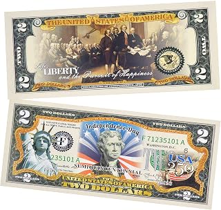 250th Anniversary Collectible $2 Bill | Independence Day 2 Dollar Bill 250 Anniversary Uncirculated Commemorative Coin Collectibles Replica Blue