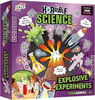 GALT Explosive Experiments – Horrible Science Kit with 8 Fun Experiments | National Curriculum STEM Toys with Plastic Rocket, Slime Powder, Food Colouring & More – Educational Toys for 8+ Year Olds