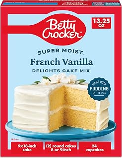 Betty Crocker Delights Super Moist French Vanilla Cake Mix, 13.25 oz | Pudding In The Mix For Moist Texture, Doubles As Cupcake Mix, America's #1 Cake Mix Brand