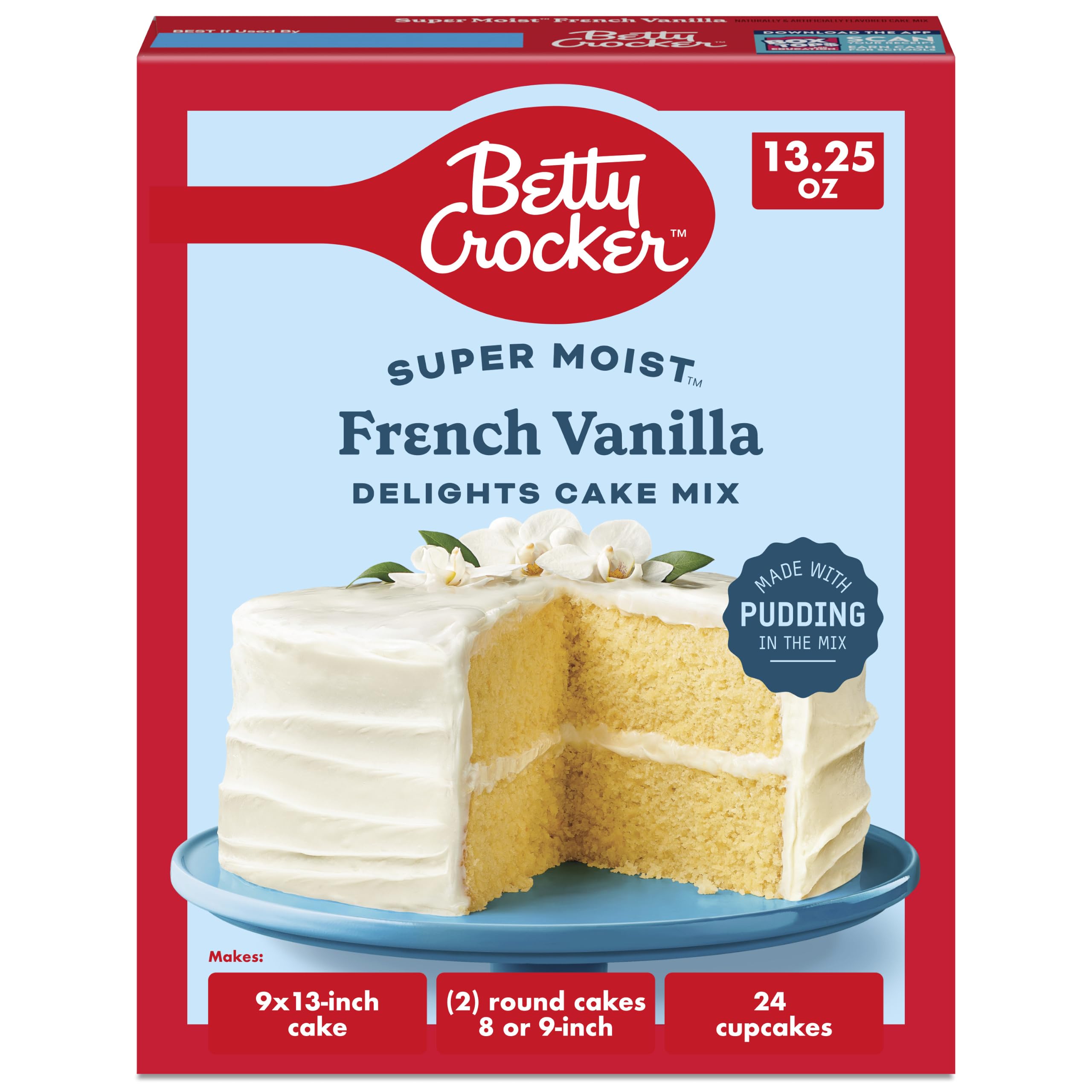 Betty Crocker Delights Super Moist French Vanilla Cake Mix, 13.25 oz | Pudding I
