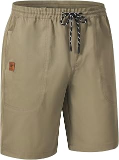 QPNGRP Men's Stretch Waist Casual Shorts with 5 Pockets Include 1 Zipper Pocket
