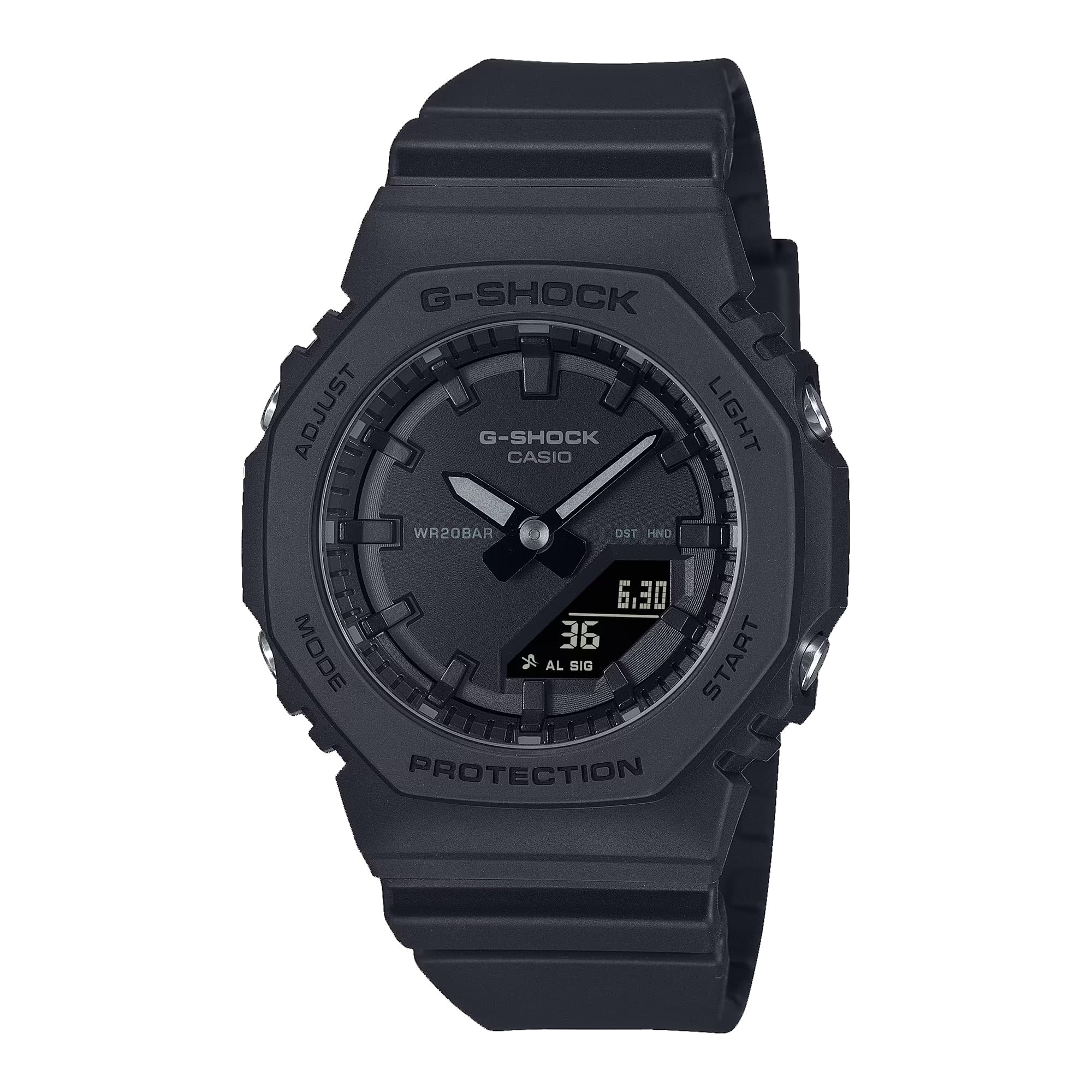 Casio G-Shock Octagonal All Black Analog-Digital Resin Watch GMA-P2100BB-1ACR