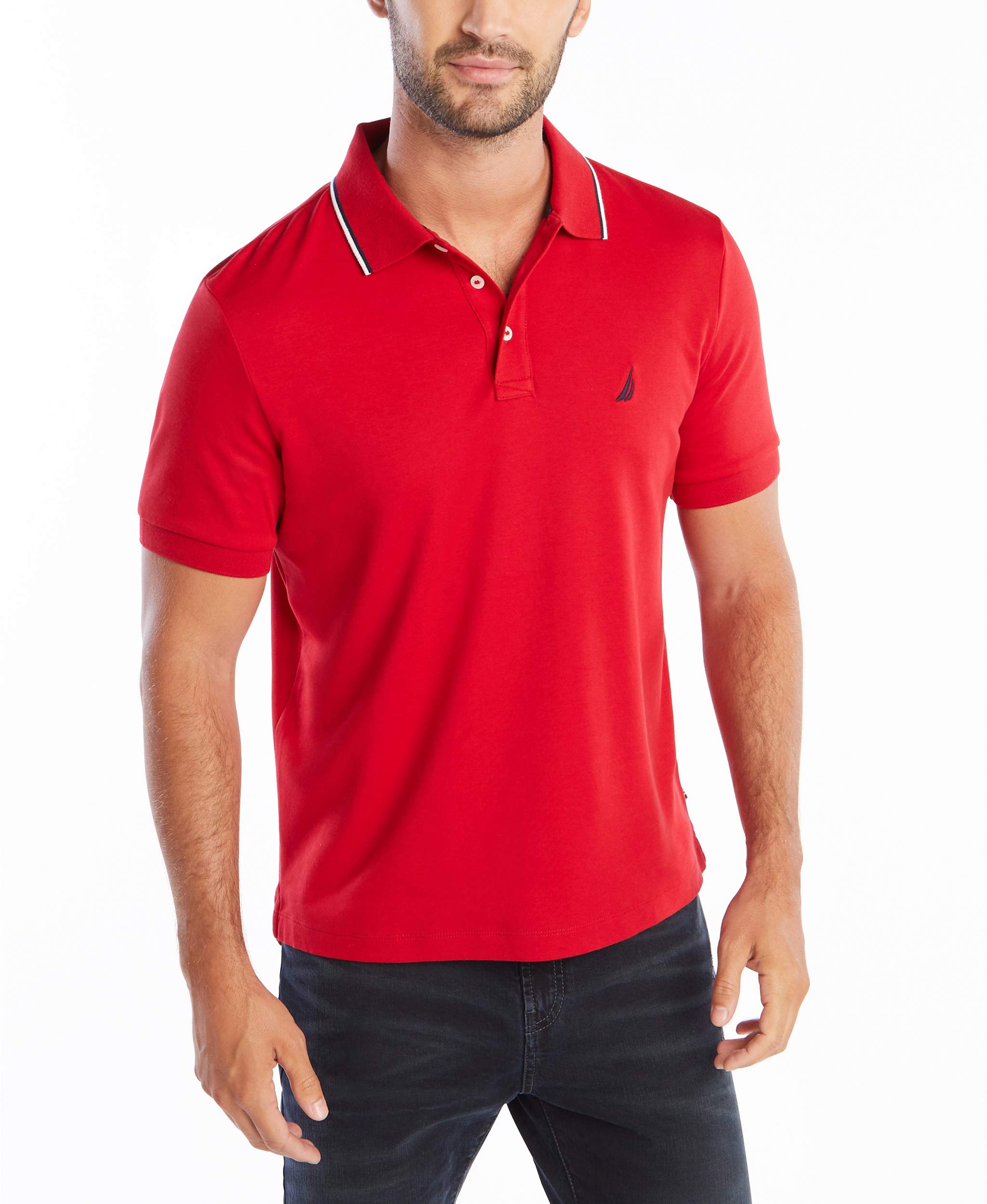 Nautica Men's Short-Sleeved Polo Shirt with Double Pointed Collar