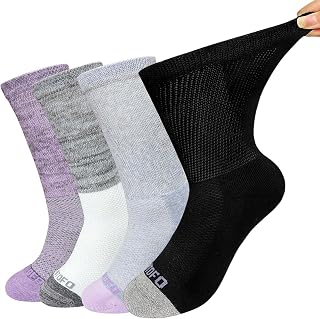 LOFIR Men's Cotton Diabetic Socks: Seamless Socks with Extra Wide Waistband without Elastic Pressure Socks with Comfortable Padded Sole 4 Pairs Size 6-18