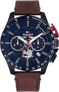 Tommy Hilfiger Chronograph Quartz Watch Brown with Brown Leather Strap - 1792268