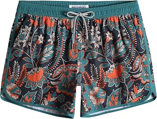 maamgic Mens Swim Trunks Retro Swim Shorts 4 Way Stretch with Mesh Vintage 80s 90s Quick Dry Swimsuits Board Shorts