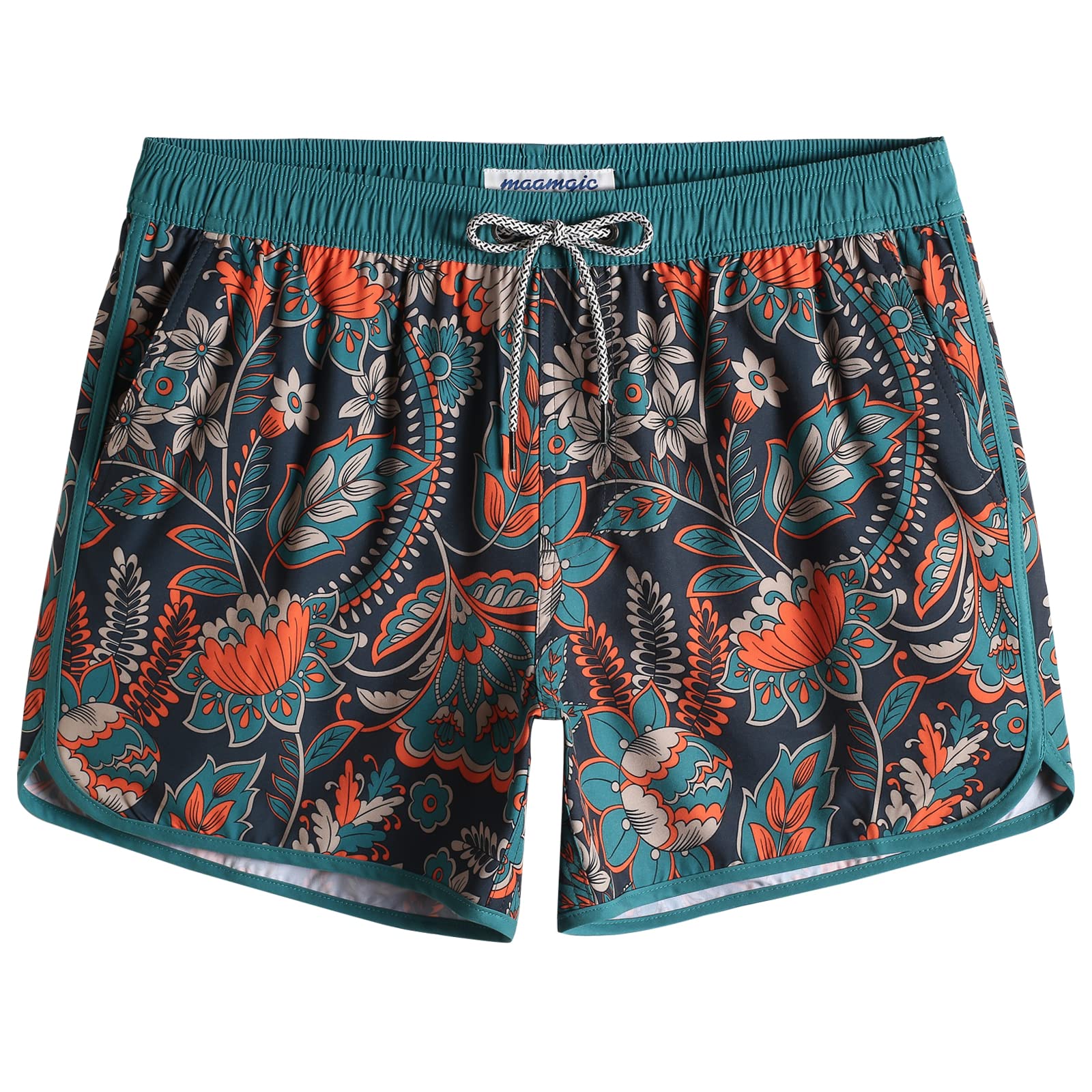 maamgic Mens Swim Trunks Retro Swim Shorts 4 Way Stretch with Mesh Vintage 80s 9